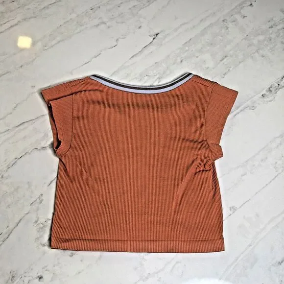 Urban Outfitters Out From Under Go For Gold Seamless Ribbed Crop Top Orange M/L - Picture 3 of 5